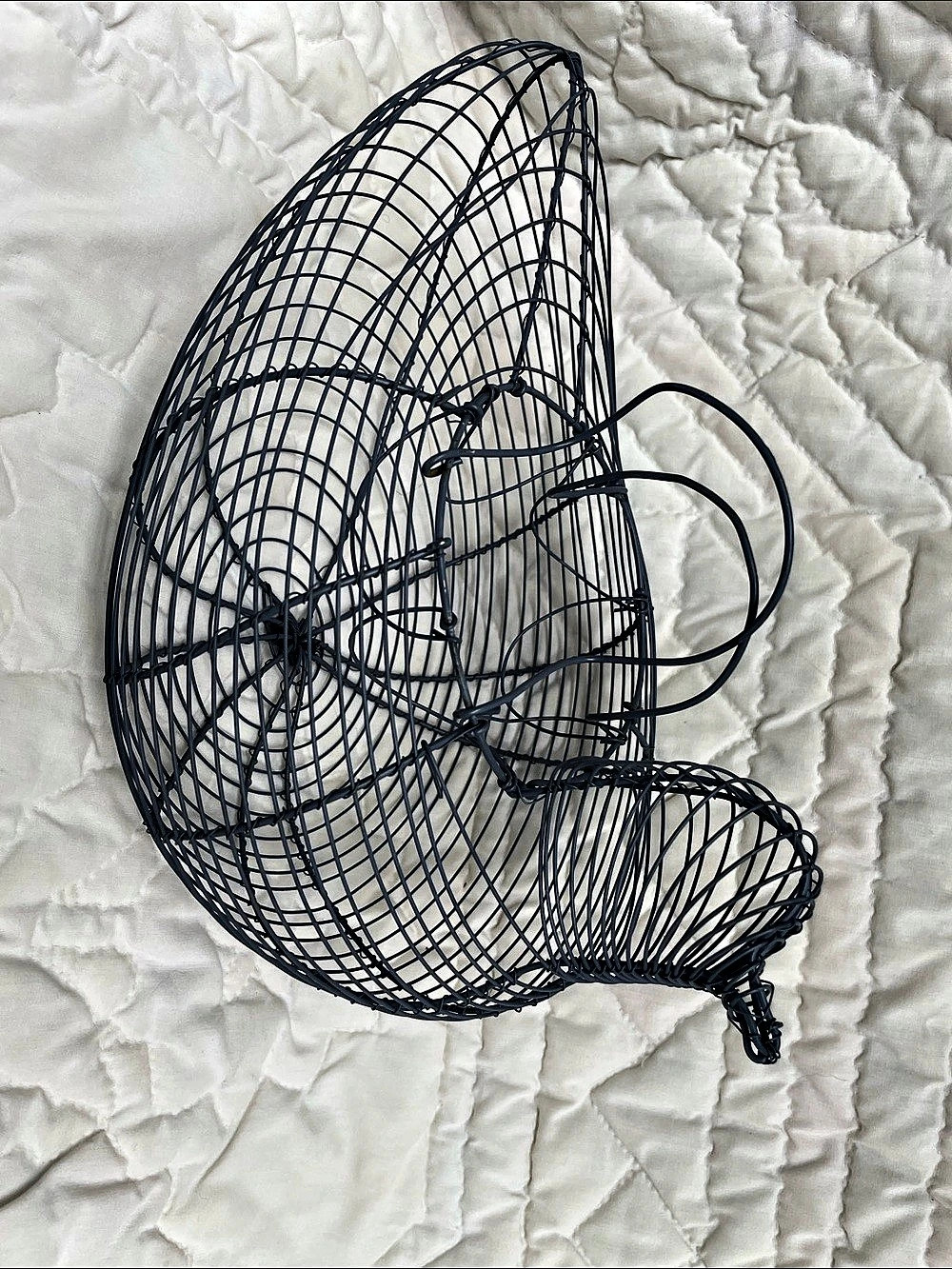Pair of Wire Chicken Basket Sculptures in Blue & Copper
